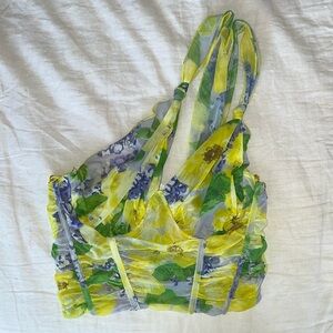 floral one shoulder corset top